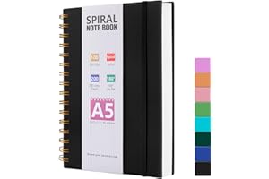 HIJYOO A5 Journal Notebook, 100GSM 200 Pages A5 Notepad Wirebound Notebooks for Women/Men, PVC Waterproof Cover Note Book with Lined Paper, Notepad for Office School Supplies, Black