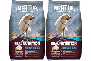 Meat Up Adult Dry Dog Food 6kg (3kg + 3kg) | Chicken Flavour | Glucosamine for Healthy Joints & Bones | Enriched with Vitamins & Minerals | Supports Digestive Health