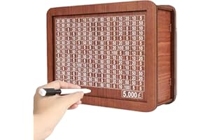 AUFQUWK Saving Target Money Box, 5000/10000 /USD/GBP Wooden Piggy Bank with Counter, Markable Money Saving Cash Can for Adults & Kids, Visible Savings Challenge with Fixed Goal, Money Jar Retro Home Decor