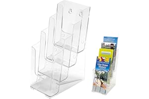 DEFLECTO Deflect-o 77701 - Soporte de pared o mesa para folletos (4 niveles, 1/3 de A4), transparente