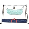 A to Z Hub Baby Unisex Portable Folding Swing Cradle/ghodiyu/parna/jhula, with Free Baby Cotton Cloth (Regular Folding Square Pipe (Black))