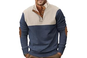 Ryehack Sweat Hommes Pull Top Manches Longues Sweater Velours Côtelé Sweatshirt Léger S-3XL