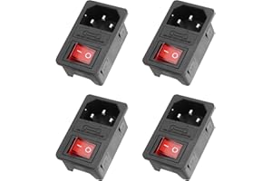YAODHAOD 4 szt. przełącznik kołyskowy 10 A 250 V i moduł zasilacza IEC C14 Power Socket Inlet wtyczka 10 A bezpiecznik ze wskaźnikiem światła do urządzeń gospodarstwa domowego 12 V 230 V lub urządzeń