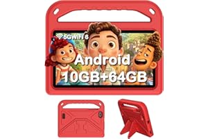 DMOAO Tablet Android 14, Tablet 7 Pollici con 5G Wi-Fi 6, 10GB RAM+64GB ROM(TF 1TB), Controllo Parentale, Widevine L1, Octa-Core, 3500mAh, BT 5.0, USB-C, Protettiva Antiurto in EVA, Rosso