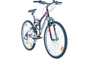 Multibrand Distribution 26 Pulgadas, CoollooK, Extreme, Unisex, Bicicleta de montaña,Doble Suspensión, 18 Velocidades, Llantas MACH1, Blanco-Brillo