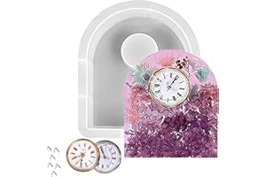 PLMMPERATION DIY Desk Clock Resin Molds Silicone, Hexagon Silicone Molds for Resin, DIY Clock Epoxy Resin Molds with 2 Clock Movement Accessories for Desktop Home Decor (Arch)