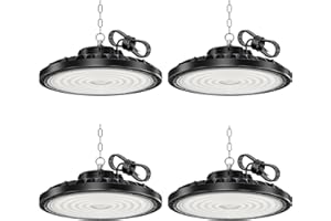 ‎HAPYLUMI HAPYLUMI UFO LED Hallenstrahler 200W 20000LM, 4 Stücke LED Werkstatt Deckenleuchte IP65 Wasserdicht, 6500K Kaltweiß Hallenbeleuchtung Strahler für Werkstattlampe Garagenlampe Kellerlampe