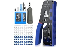 GETLITOOL Nätverksverktygsset, RJ45 Crimptång Cat5e/6/6A/7 med 60 x RJ45-kontakter Cat6-pass Through, nätverkstester, LSA-monteringsverktyg, RJ45/RJ11/RJ12 presstång skärning/pressning