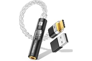 MoKo USB C to 3.5mm Audio Adapter - Dual Chip CX31993 MAX97220 DAC & HiFi Amplifier, Type C to Headphone 3.5mm Aux Jack Dongle for Android iPhone iPad Mac Windows Switch PS5, Black