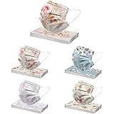 huelufi 50 Pezzi Adulto Protettivo 3 Strati Colorate usa e getta Visiera Bocca Faccia, Comfort Traspirante MeltblownTessuto N