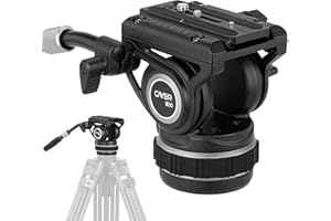 Cayer Pro Video Testa fluida, trascinamento regolabile della pentola e manico telescopico, testa fluida per treppiede resistente per fotocamere DSLR, videocamere, carico massimo 22lb/10kg,K10