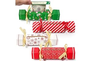 NATWO 4PCS Money Pulling Crackers, Christmas Surprise Money Pull Pouch, Surprise Money Pull Pouch, Surprise Pull Out Money Gift Box, DIY Christmas Kit, Christmas Party Gifts Money Box for Cash Pull