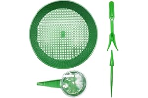 NC Mnixy 4 Pezzi di Giardino setaccio Sabbia setaccio plastica Giardino Suolo piantina Rete setaccio trapianto Strumento perforatore Semina Giardino piantare Strumenti Set di Attrezzi Verdi