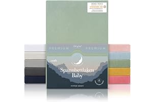 ‎LALENI Laleni 2er-Set Premium Spannbettlaken 60x120-70x140 cm - Oeko-Tex Zertifiziert, 100% Baumwolle, atmungsaktives Spannbetttuch Jersey Baby, 150 g/m², Summer Green - Grün