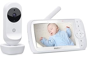 Motorola Nursery Ease 35: Baby Monitor Videocamera Babyphone con schermo da 5.0 pollici: Visione Notturna, Comunicazione Bidirezionale, Ninna Nanna, Monitoraggio della Temperatura, Bianco