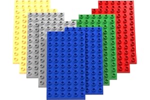 Guihumz 10 Stück Bauplatte Groß Platten 19cm x 9.5 cm Große Grundplatte Kompatibel mit großen Bausteinen Aller führenden Marken 2*Rot+2* Grün+2*Blau+ 2*Grau+ 2*Sand