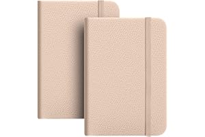 Fjllrven 2 Pezzi A7 Quaderno Tascabile con Copertina in Pelle e Chiusura Elastico, 200 pagine Block Notes a Righe e Mini Diario per Giornaliero Lavoro Riunioni Affari, 4,14" X5,7, Beige