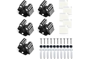 COXZD 5 soportes para escoba con tornillos, 5 pegatinas sin clavos, soporte para fregona montado en la pared, soporte para herramientas de jardín, adecuado para cocina, baño, jardín, garaje (negro)