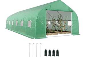 Outsunny Invernadero de Exterior Invernadero de Túnel 8x3x2 m Invernadero de Jardín con 12 Ventanas y Puerta Enrollable para Cultivo Plantas Tomates Verduras Acero y PE 140 g/m² Verde