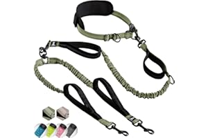 SPARKLYPETS Laisse mains libre pour 2 chiens grande et moyenne taille – laisse anti-traction avec coutures réfléchissantes pour chien - accessoire chien pour le jogging, la marche à pied, la randonnée, l’escalade