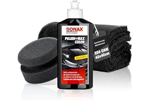 Bilpoleringsset | Sonax Polish & Wax Color svart 250 ml bilpolering poleringssvamp polerduk