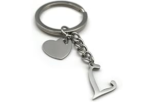 EVEMATE Schlüsselanhänger Buchstabe mit Herz | A-Z Buchstaben | Handmade | Edelstahl Anhänger | Namen Initiale Geschenk Partner Geburtstag Freund Freundin Mutter Vater