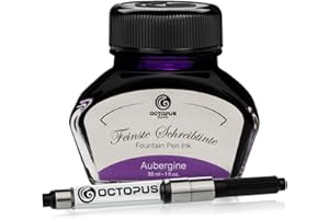 Octopus Fluids Aubergine - Writing ink including converter, Fountain pen ink in ink glass, Calligraphy ink for dip pen, Violet 30ml