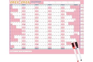 JOFONY Wall Planner 2024-2025 Wall Planner JULY 2024 - JULY 2025 Wall Calendar Pink Yearly Planner With Stickers A1 Large (85cm X 62cm)