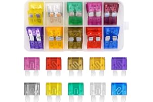 Cleminsta Set di 50 Fusibili per Auto, Fusibili Piatti Standard Fusibile a Innesto con 1 Estrattore per Fusibili, per Camper, Camion, Moto, Barca (3A 5A 7,5A 10A 15A 20A 25A 30A 35A 40A)