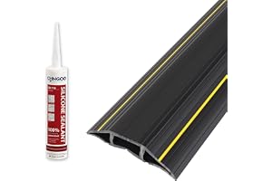 CPROSP Kabelkanal, kabelskydd för golv 300 cm x 8,3 cm | Svart golv och perfekt för hem, kontor, arbetsplats, lager; med 1 x
