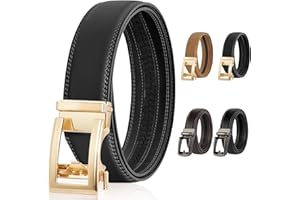 DiULi Gürtel Damen Herren, Automatischer Ledergürtel Verstellbarer, Gürtel Ohne Löcher mit Ratsche, 3.5cm/3cm Ledergürtel Automatikschließe für Jeans Hosen Kleider, Khaki