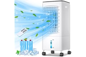 LOFRRITP Klimaanlage Mobile Klimagerät Mobil Klimaanlage Ohne Abluftschlauch Luftkühler Ventilator mit Wasserkühlung 5.5L Wassertank Verdunstungskühler Energiesparend 60W 7h Timer Oszillierend