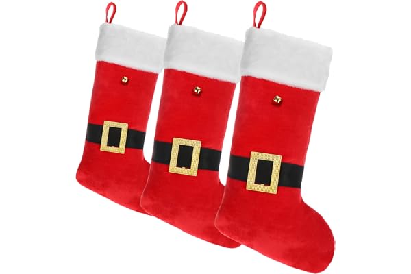 COM-FOUR® 3x Premium Santa Claus strumpa XL för fyllning, Julstrumpor att