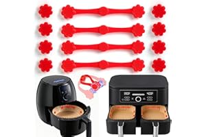 SKYYUE Magneti in Silicone per Friggitrice ad Aria, 12 Pezzi Fibbia Magnetica per Friggitrice ad Aria in Silicone Magneti Airfryer per Fissaggio della Carta da Forno e Previene Copra il Cibo (Rosso)