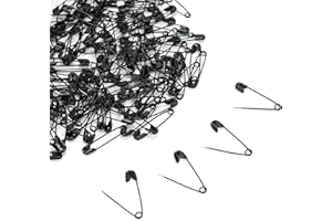 HONONWII 200 Pcs Safety Pins, 19mm Sliver Safety Pins, Strong Nickel Plated Stainless Steel Small Safety Pin Assorted for Clothes, Arts & Crafts, Sewing and Pinning (Black)