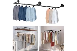 Lighterday Portant à vêtements mural en métal robuste et amovible pour chambre à coucher, vestiaire (120 cm)