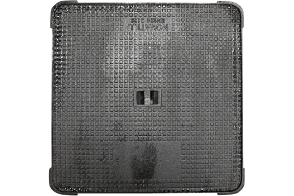 Jardibric - Regard Hydraulique Carré Fonte Ductile 500x500 mm B125 avec Cadre - Plaque Égout Évacuation Eaux Pluviales Passage Voiture