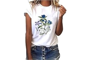 AMHOMELY UK Women Shirts and Blouses Sale,Ladies Casual Geometric Graphic Print Harajuku Female Round Neck Loose T-Shirt Tunic Tops for Women Leisure Elegant Polos T-Shirts Vests Tees