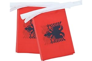 AZ FLAG - Fahnenkette Albanien 6 Meter Mit 20 Flaggen - 21x14 cm - Albanische Girlande Flaggenkette 14 x 21 cm