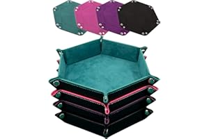 SIQUK 4 Pièces Piste de Dés Cuir et Velours Plateau de des Pliable pour DND RPG Jeux de Table, Cyan, Pêche, Violet et Noir