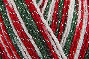 KHASO King Cole Glitz DK Crochet Yarn, Poly Acrylic Mix Double Knitting Wool for Hats, Headwear, Tops, Sweaters, Jumpers - 100g Ball - Christmas 1698 - Single (1 Ball)