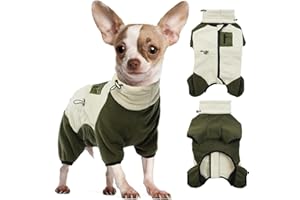 DENTRUN Small Dog Winter Coat Warm Fleece Jacket, Removable Turtleneck Dog Cozy Sweater Puppy Cold Weather Outfit Windproof Costumes, Small Breed Pets Apparel Dog Fleece Onesies Soft Woolly Pajamas