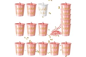 Votoko 16 Pezzi Bicchierini da Grappa, con Catena da Collo, Decorazione JGA Rosa Chiaro, Ideali per Addio al Celibato, Team Sposa, e Bachelorette Party