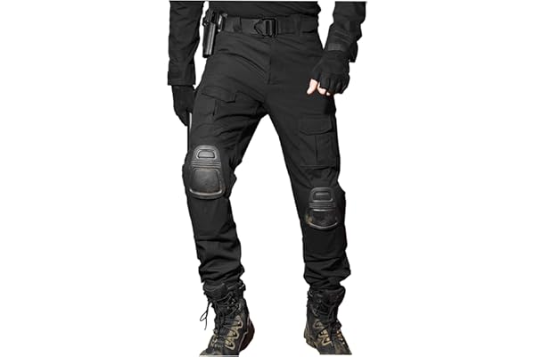 WISEONUS Pantalon de Combat avec Genouillères Pantalon Cargo Homme Tactique Pantalons de Travail CS Jeux Cosplay Multi-Pockets