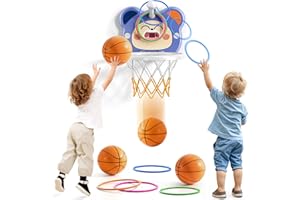 ‎TEMI TEMI Indoor Mini Basketball Reifen für Kinder Alter 2 3 4 5 6, Kleinkinder Basketball Reifen mit aufblasbaren Bällen, Kleinkind Jungen Spielzeug, Geburtstag Spielzeug Geschenke für Jungen