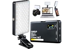 CAMOLO 160 LED Rechargeable CRI 95+,3 Light Modes,Video Conference Lighting Panel,Zoom Light for Laptop/Computer/Phone with Clip,Mobile Phone Fill Light,Webcam lighting,Video Light,Streaming Light