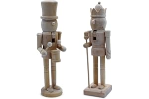 ‎SPETEBO Spetebo Nussknacker Figur 26 cm aus Holz zum Selbstgestalten - 2er Set - Weihnachts Dekofigur zum Bemalen - Weihnachtsfigur Adventsfigur Holzfigur Holzsoldat DIY Tisch Deko Austeller