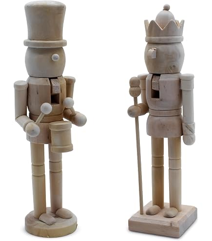 Veemoon Unlackierte Holz-Nussknacker Zum Selbstbemalen – DIY Weihnachtsdeko, Ca. 20,5 Cm