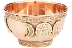 New Age Imports, Inc. New Age Imports, Triple Moon Pentáculo Cobre de 7,62 cm, para Altar, Uso Ritual, Quemador de Incienso, Manchas, decoración, Cuenco de 7,62 cm de diámetro y 5 cm de Altura.