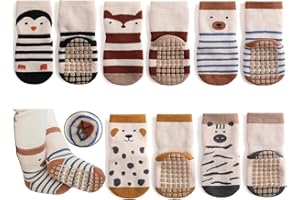 Exemaba Baby Socken Anti Rutsch Dicke - 5 Paar Winter Warme Kleinkinder Rutschsocken Krabbelsocken für Mädchen Jungen